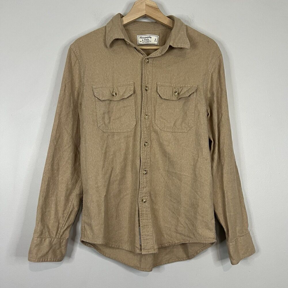 Abercrombie & Fitch Tan Chore Button Up Shirt Small - Picture 2 of 5
